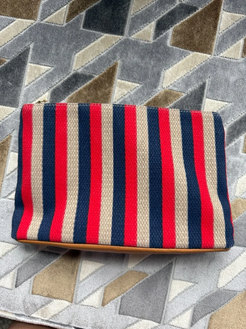 Universal Thread Striped Canvas Duffel Bag - Navy, Red & Beige